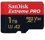 SANDISK Extreme PRO R200/W140 microSDXC 1TB Kit, UHS-I U3, A2, Class 10
