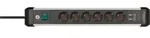 BRENNENSTUHL Premium-Alu-Line, 6-fach, 2x USB-A, 3m, silber/schwarz