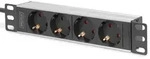 DIGITUS "1U-Aluminium-PDU, 254 mm (10"") Rack-Montage, 4x Schuko-Steckdose, 16A,