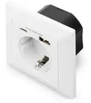 DIGITUS Steckdose 1x Schutzkontakt,1x USB,1x Type C 5 V 2.8 A, Eingang: AC 250V 50Hz,