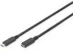 DIGITUS USB Typ-C Verl&auml;ngerungskabel, Typ C St/Bu, 2,0m, 3A, 480MB, Version 2.0, sw