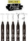 ONLINE 19114 Black Lettering Set - Fineliner und Brushpen 5er Set im Kartonetui