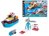 MAJORETTE 212050039 Creatix Spielzeug-Hafen mit Container-Schiff - Maersk Logistik