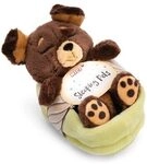 NICI 49748 Kuscheltier Sleeping Pets brauner Hund 12cm im gr&uuml;nen K&ouml;rbchen GREEN
