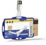 Durable 821806 Namensschild mit Clip F&uuml;r 2 Betriebsausweise, 54 x 85 mm, blau