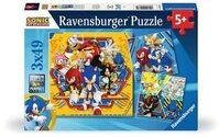 RAVENSBURGER 12001133 Kinderpuzzle 3 x 49 Teile Die Abenteuer von Sonic