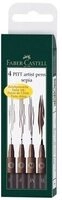 FABER-CASTELL 167101 Pitt Artist Pen Tuschestift, 4er Etui, sepia dunkel
