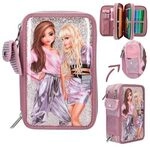 DEPESCHE 12527 TOPModel 3-Fach Federtasche mit Glitzer GLITTER QUEEN