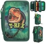 DEPESCHE 12506 Dino World 3-Fach Federtasche mit Kette Gr&uuml;n