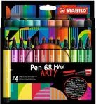 Premium-Filzstift mit dicker Keilspitze - STABILO Pen 68 MAX - ARTY - 24er Pack - mit