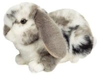 HERMANN TEDDY 93733 Widderkaninchen grau-wei&szlig; gescheckt 23 cm