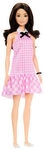 MATTEL HRH21 Barbie Fashionista Puppe mit schwarzen Haaren, rosa Gingham-Kleid