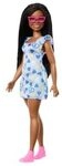 MATTEL HYK14 Barbie Fashionista Puppe mit Down-Syndrom im blau-gelben Herzkleid