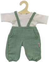 HELESS 1416 Puppen-Latzhose aus 100 % Bio-Baumwolle, salbeigr&uuml;n, mit wei&szlig;em