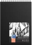 Oxford Sketchbook A4 mit Spiralbindung, 50 Blatt, 100g/m&sup2;, Hardcover, schwarz