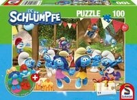 SCHMIDT SPIELE 56523 Kinderpuzzle 100 Teile Verschlumpfte Party, mit Add-on (2
