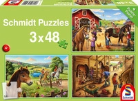 SCHMIDT SPIELE 56519 Kinderpuzzle 3 x 48 Teile Meine Lieblingspferde