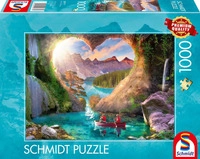 SCHMIDT SPIELE 59777 Puzzle 1000 Teile Ausblick mit Herz