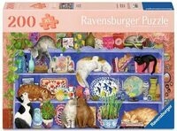 RAVENSBURGER 12001367 Puzzle f&uuml;r Senioren 200 Teile Katzen im Regal