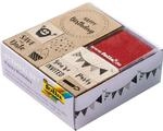 Folia Holzstempelset Happy Birthday, inklusive 9 Holzstempel und 2 Stempelkissen