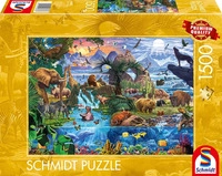 SCHMIDT SPIELE 58866 Puzzle 1500 Teile Panorama der Tierwelt
