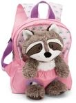 NICI 49845 Rucksack mit Pl&uuml;schtier 21x26cm Waschb&auml;r 25cm rosa