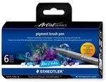 STAEDTLER 371 C6-2 Kartonetui mit 6 pigment brush pen in sortierten Farben