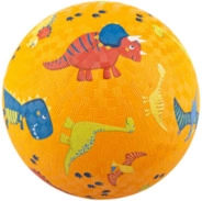 SIGIKID 43084 Spielball aus reinem Naturkautschuk, Motiv Dinos, gelb, 17 cm