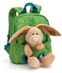 NICI 61743 Rucksack mit Pl&uuml;schtier 21x26 cm Hase 25 cm gr&uuml;n