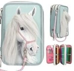 DEPESCHE 0013692 Miss Melody 3 Fach Federtasche mit Pferdekopf Applikation