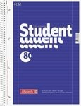 BRUNNEN Collegeblock Student blau, A4, 80 Blatt, gelocht, Lineatur 27