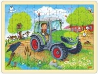 GOKI 57326 Einlegepuzzle 96 Teile Traktor