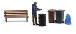 BUSCH 5434 H0 Feuertonne mit Figur