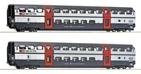 ROCO 6200217 H0 2-tlg. Set 1: Doppelstockwagen 2. Klasse Typ B &bdquo;IC 2000&ldquo;,...