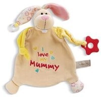 NICI 48891 Schmusetuch Hase mit Bei&szlig;ring und Schnullerbefestigung 25 x 25 cm