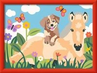 RAVENSBURGER 12023119 CreArt Malen nach Zahlen Kinder - Fohlen und Welpe
