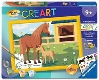 Ravensburger 12023187 CreArt, Malen nach Zahlen Kinder - Pferdemama und Fohlen