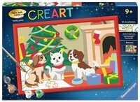 Ravensburger 12023192 CreArt, Malen nach Zahlen Kinder - Pfoten-Weihnachten