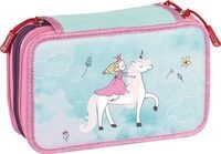 BRUNNEN 1049121842 Sch&uuml;ler-Etui Federmappe 3-Fach Einhorn-Prinzessin - gef&uuml;llt