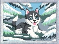 Ravensburger 12023120 CreArt, Malen nach Zahlen Kinder - Frecher Husky