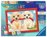 Ravensburger 12023175 CreArt, Malen nach Zahlen Kinder - Spielende Hunde