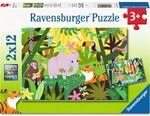 Ravensburger 12004257 Kinderpuzzle 2x12 Teile - Freundliche Tierfreunde