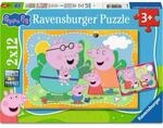 Ravensburger 12004335 Kinderpuzzle 2x12 Teile - Peppa Wutz - Gl&uuml;ckliche Familie