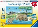 Ravensburger 05095 Kinderpuzzle 2x12 Teile - Tierkinder aus aller Welt
