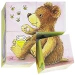 goki W&uuml;rfelpuzzle Tierkinder, 4 Teile