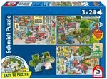Schmidt Spiele Puzzle - Feuerwehr, 3 x 24 Teile Kinderpuzzle, Grasfaser...