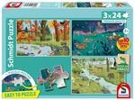 Schmidt Spiele Puzzle - Wald- und Wiesentiere, 3 x 24 Teile, Grasfaser...