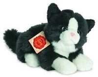 Hermann Teddy 90689 Katze liegend schwarz/wei&szlig; 20 cm