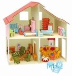 SIVA 880 Holzbaus&auml;tze Puppenhaus mit M&ouml;beln