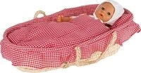 TOYSPURE 15252 Puppentragekorb mit Bettzeug 58 x 33 x 15/18 cm, rot/wei&szlig;